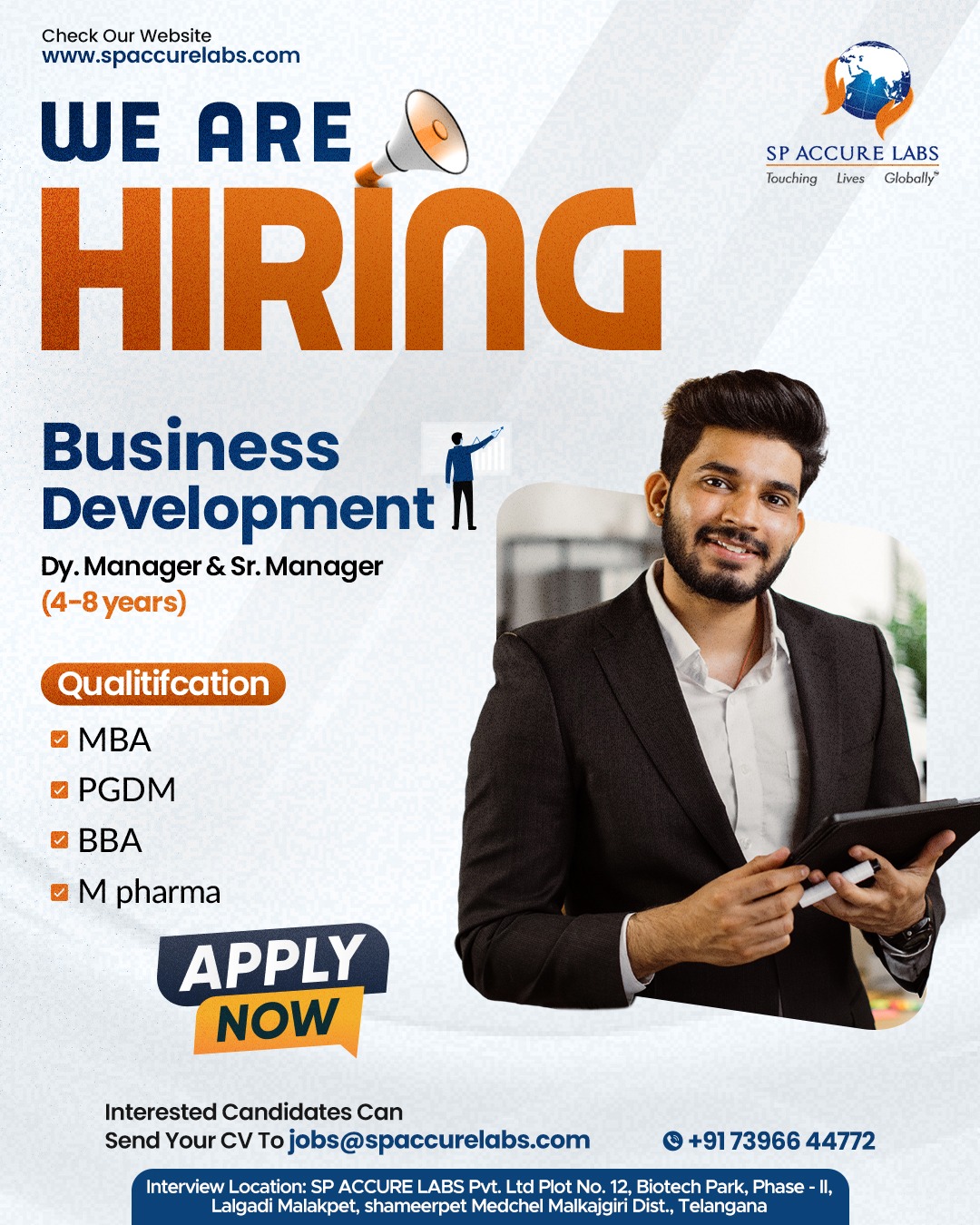SP Accure Labs hiring Dy. Manager / Sr. Manager – Business Development
